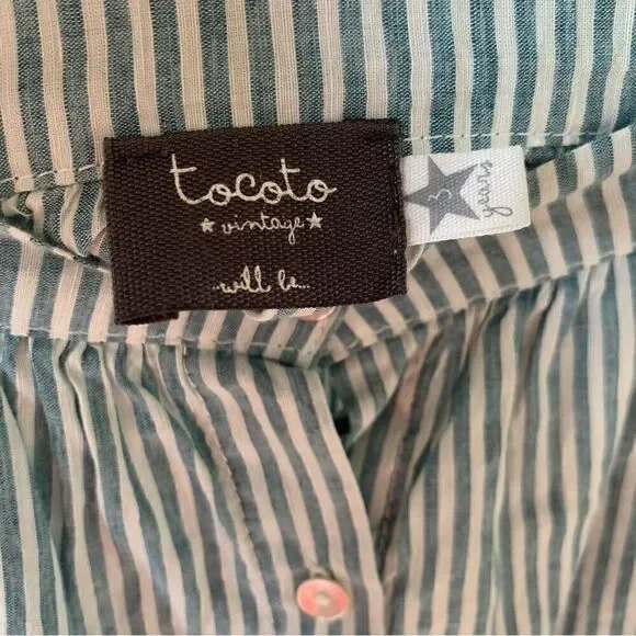 Tocoto Vintage Linen Blend Striped Skirt - Picture 4 of 8